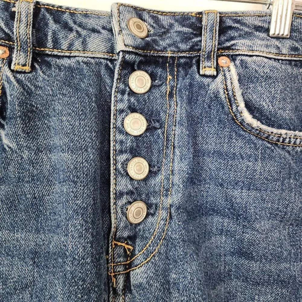 We The Free OB826306‎ Dark Denim Button Fly A-Line Mini Skirt Women's Size 29